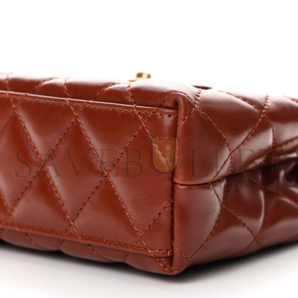 Ch*el shiny aged calfskin quilted nano kelly shopper as4416 (19*13*7cm)